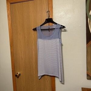 Dana Buchman Medium Blue & White w/Stripes Sleeveless Top - EUC